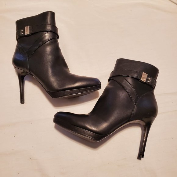 Enzo Angiolini Black Platform Ankle Boots with Silver Accents & Straps Size 8.5 - Picture 2 of 13